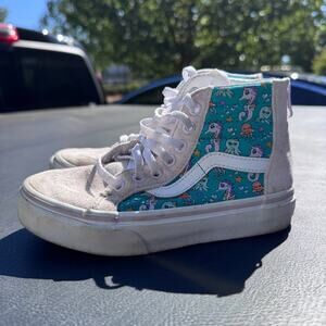 Vans Sea Horse Party High Top Shoes Sneakers Zip Up Pink Toddler Girls Size 12